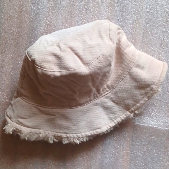 Mango Accessories - MNG Mango Beige Corduroy Faux Fur Winter Bucket Hat